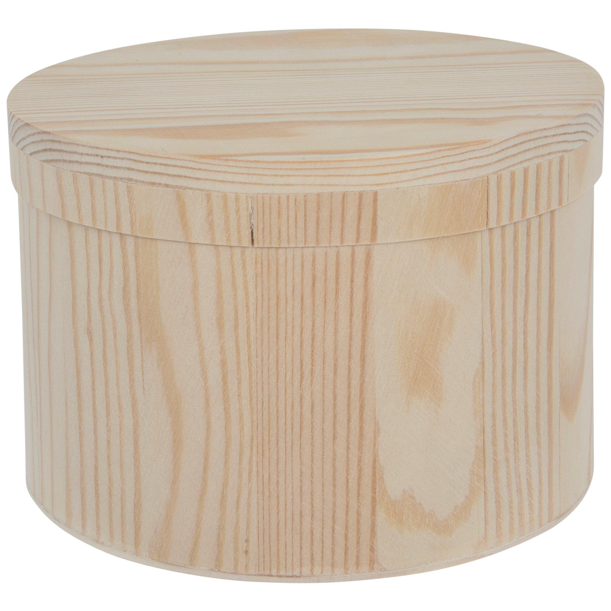 Wood Round Box With Hinged Lid, Hobby Lobby